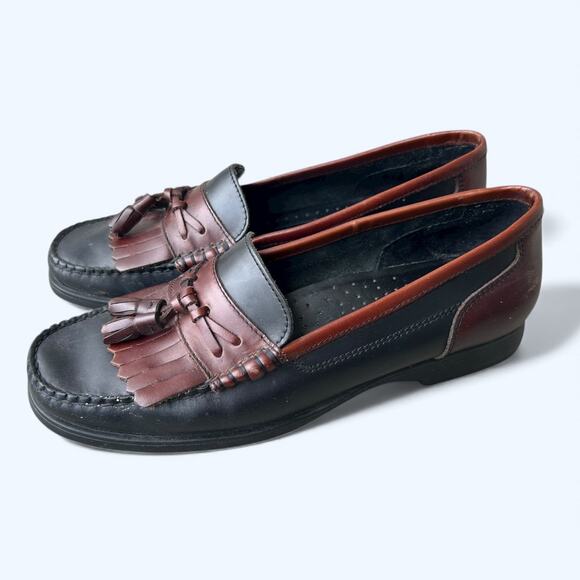 G.H. Bass Weejuns Setta Tassel Loafers Causal Moc Toe Men's Sz 8 M Black Brown - Picture 1 of 9